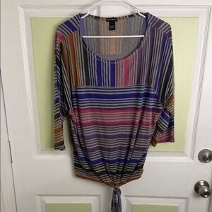 (1984) New Directions Multicolor Striped Long Sleeve Top